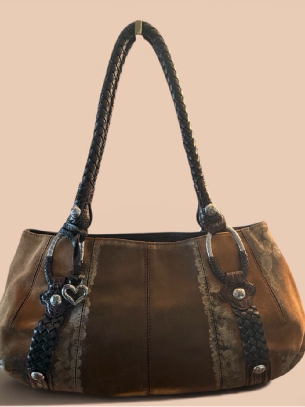 Brighton Brown Leather Shoulder Bag with beautiful Braided Straps w dust bag